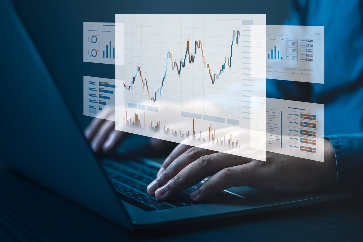 Dashboard showing analysts reviewing stock market data